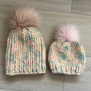 Mommy & Me Pastel Knit Pom-Pom Beanies